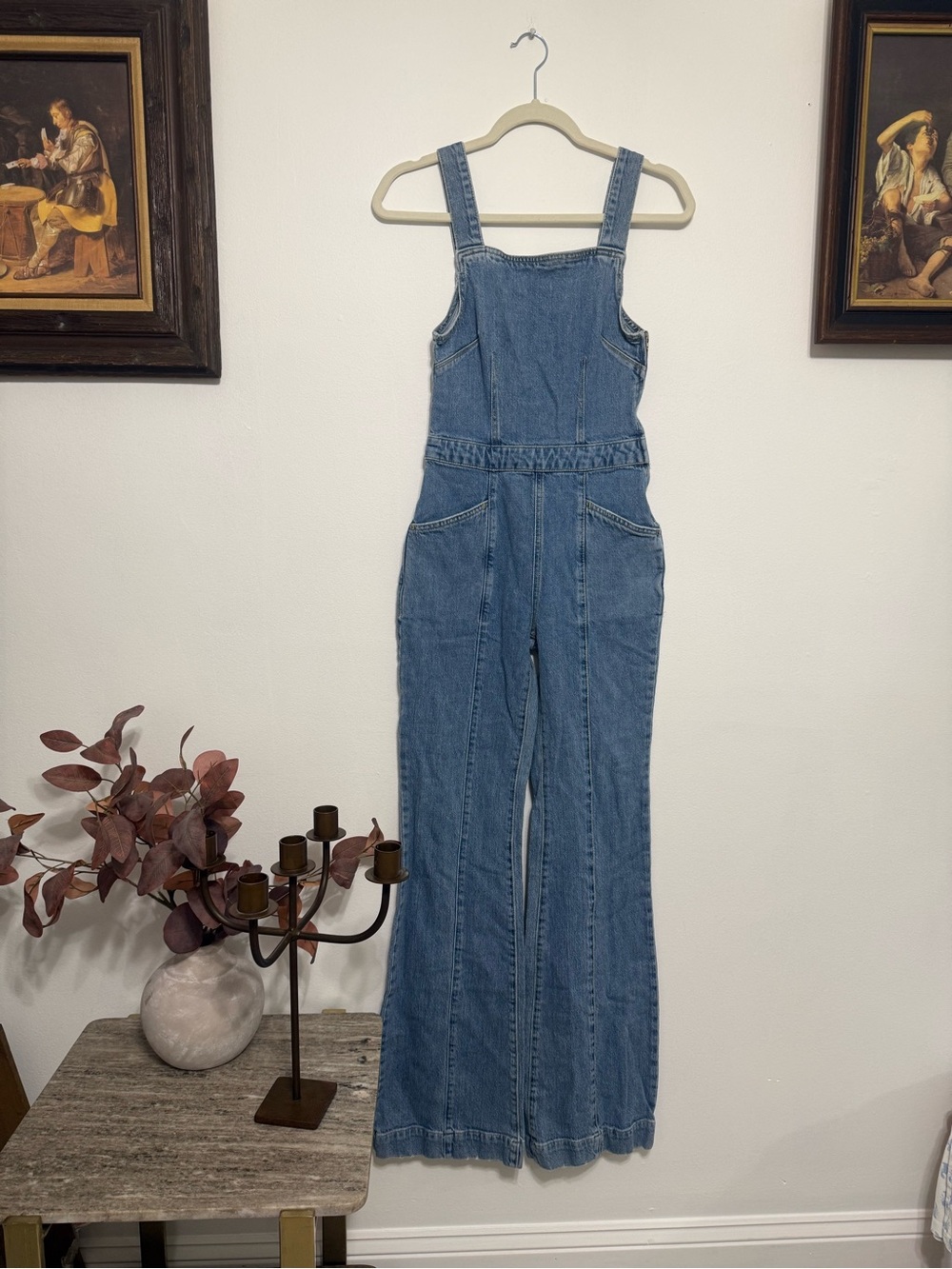 We The Free Light Blue Denim Overalls Jumpsuit